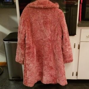 Pink faux fur coat